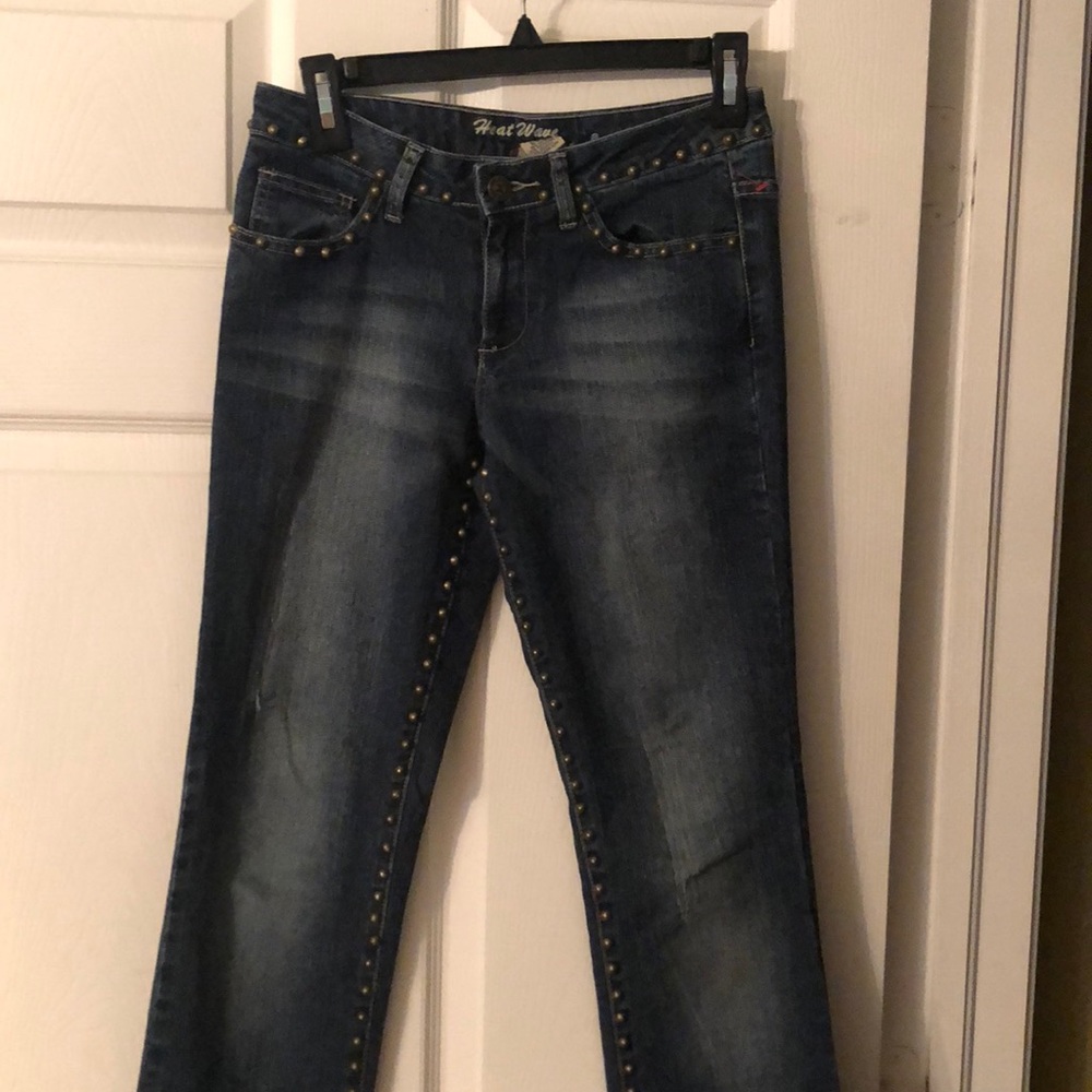 Heat Wave Vintage Studded, Faded & Ripped Jeans